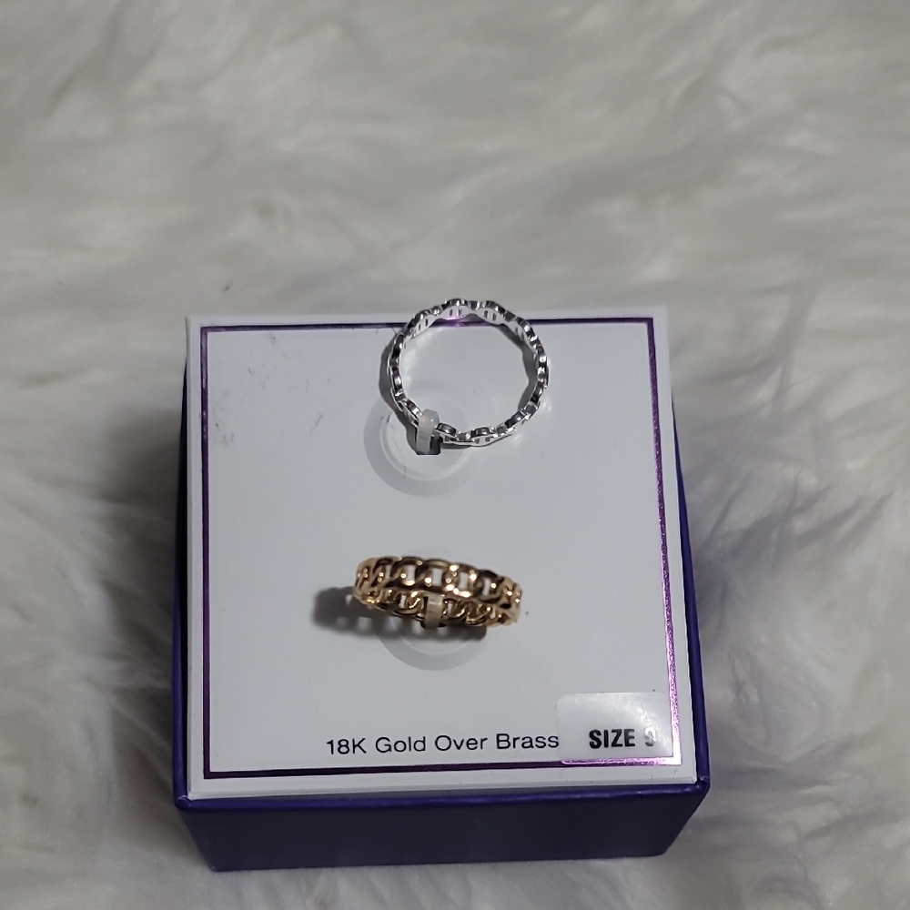 18K Gold Over Brass Ring Set